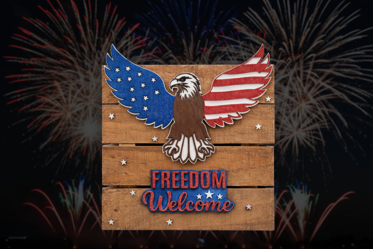 Patriotic Eagle Welcome Sign