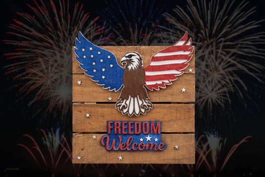 Patriotic Eagle Welcome Sign